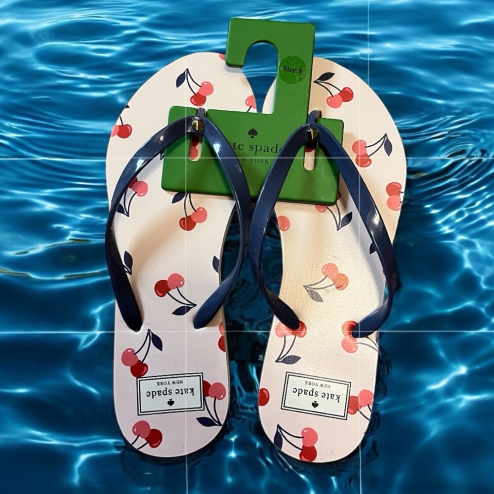 🆕 Kate Spade Fleur Dancing Cherry Flip Flops